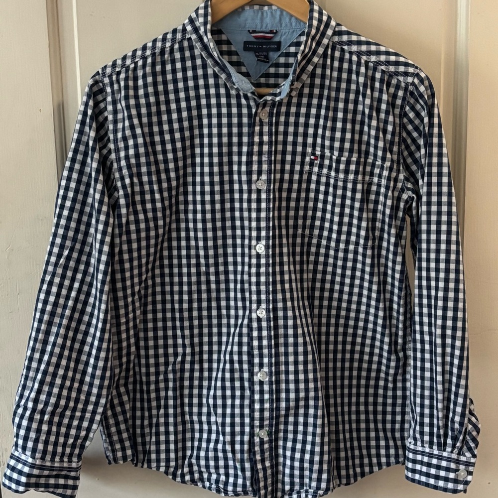 Tommy Hilfiger Kids Navy and White Checkered Shirt